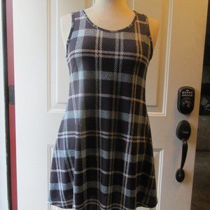 Vintage Lidly Size Medium "Mod" Spandex Blend Gray Plaid Tank Mini Dress
